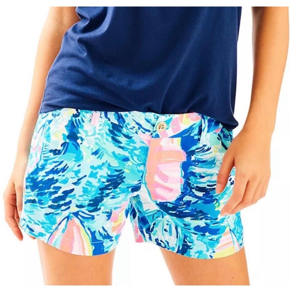 Lilly Pulitzer Callahan Shorts Tidal Waves Pans Gardens Print‎ Womens 4